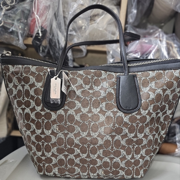 Coach Handbags - NWT COACH TAXI ZIP TOP TOTE IN SIGNATURE COATED CANVAS WOMEN BAG BROWN
